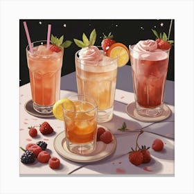 Default Drinks Combined With Food And Desserts Aesthetic 1 Canvas Print