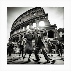 Old People Dancing In Rome Canvas Print