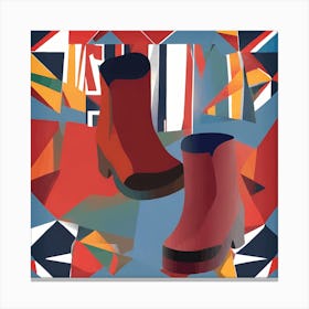Red leathers boots Boots Flat art, 1283 Canvas Print