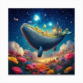 Firefly Colossal Whale, Floating, Sky, Stars, Constellations, Transforming, Flowers, Lush Garden, Ma (9) Canvas Print