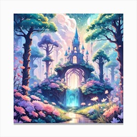 A Fantasy Forest With Twinkling Stars In Pastel Tone Square Composition 156 Canvas Print