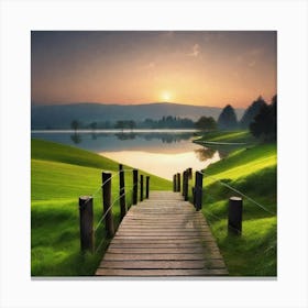 Sunrise Over The Lake 1 Canvas Print