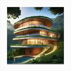 Modern House In The Jungle Canvas Print