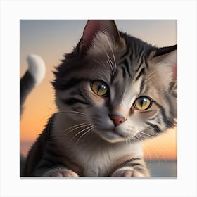 Cat At Sunset Canvas Print