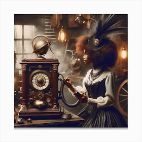 It's about time 2/4  (Beautiful woman  female classic time machine travel  memories dreams art AI Victoria sci-fi doctor who) Canvas Print
