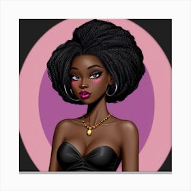 Black Girl In Black Dress Canvas Print
