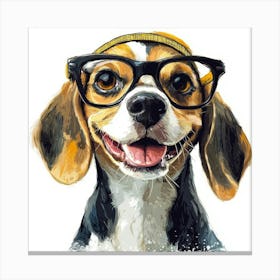 Beagle With Glasses 2 Canvas Print