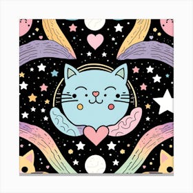 Seamless Pattern With Cats Canvas Print