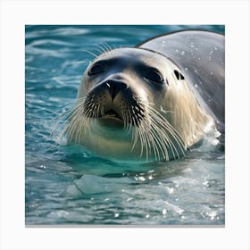 Seal In The Water Canvas Print