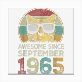 Awesome Since September 1965 57th Birthday Gifts Cat Lovers Canvas Print