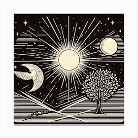 Sun And Moon In The Sky Canvas Print