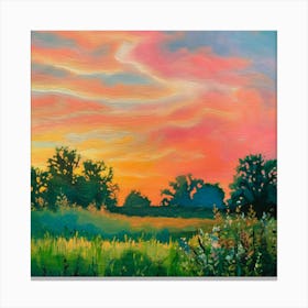 Sunset In The Field Canvas Print