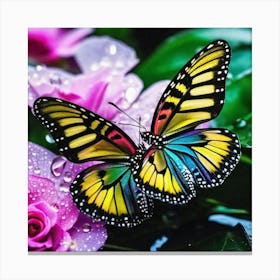 Butterfly On Roses 2 Canvas Print