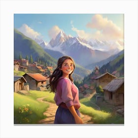 Girl In The Mountains Canvas Print