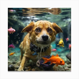 Dog In An Aquarium Canvas Print