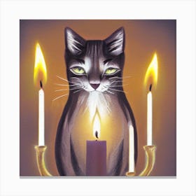 Cat With Candles 2 Canvas Print