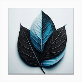 Black And Blue Leaf Canvas Print