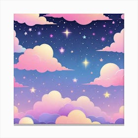 Sky With Twinkling Stars In Pastel Colors Square Composition 228 Canvas Print