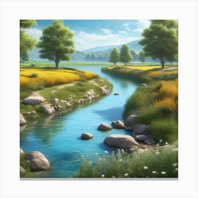 River In The Countryside 12 Canvas Print