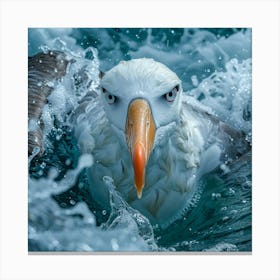 Seagull In The Ocean Canvas Print