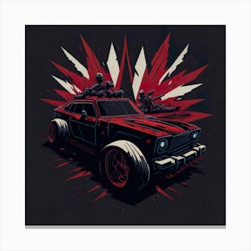 Car Red Artwork Of Graphic Design Flat (5) Canvas Print