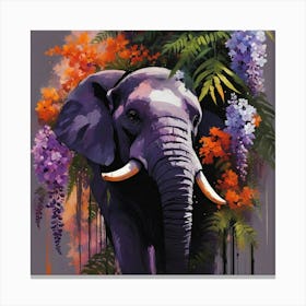 Elephant With Flowers Canvas Print