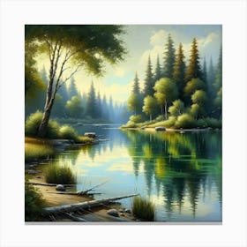 Lake In The Forest 1 Canvas Print