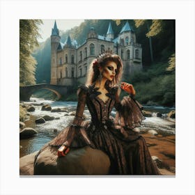 Gothic Woman In A Castle Canvas Print