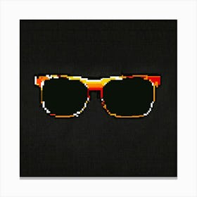 Pixel Art Of Black Sunglass From The Front With Bl Canvas Print