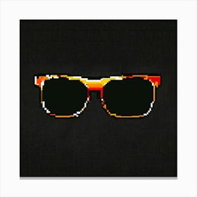 Pixel Art Of Black Sunglass From The Front With Bl Lienzos