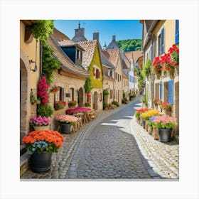 Cobblestone Street In France 8 Canvas Print