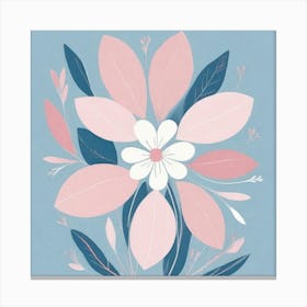 A White And Pink Flower In Minimalist Style Square Composition 685 Canvas Print