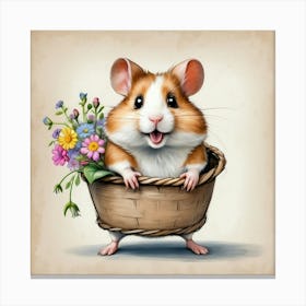 Hamster In Basket Canvas Print