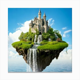 Firefly Whimsical Castle On Floating Islands With Waterfalls 58629 (2) Canvas Print