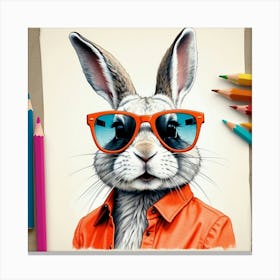 Rabbit In Sunglasses 13 Canvas Print