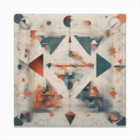 A Mixed Media Artwork Combining Found Mathematical And Symmetrical Shapes, Creating A Minimalist Ass Canvas Print
