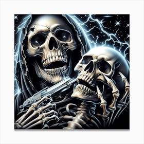 Skeletons With Guns Canvas Print