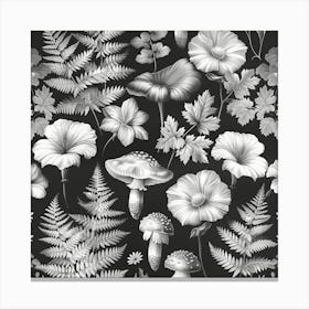 Black And White Ferns Canvas Print