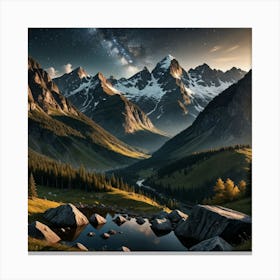 Mountain Peak at Night Canvas Print