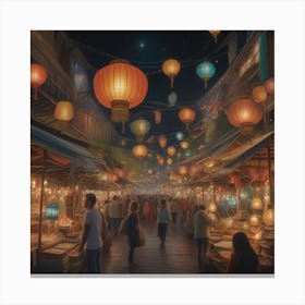 Lanterns In The Market Canvas Print