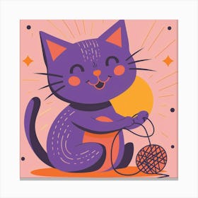 Cat Playing With Yarn 1 Canvas Print