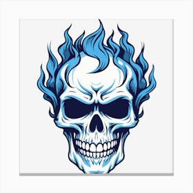 Blue Skull With Flames Canvas Print