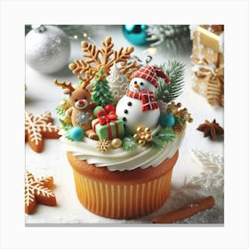 Snowman Cupcake Canvas Print