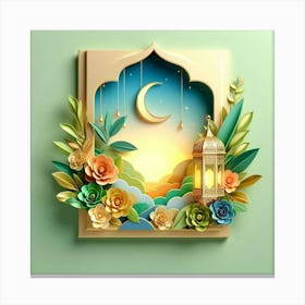 Ramadan GreetingCard-Islamic-RamadanKareemMubarak-Lantern-Fanous Canvas Print