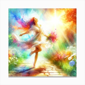 Woman Dances In The Sun Canvas Print