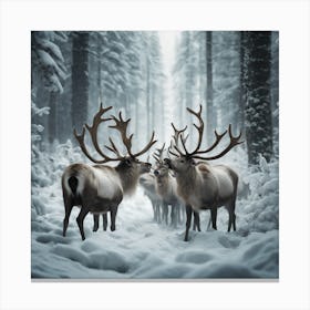 Reindeer In The Snow Canvas Print