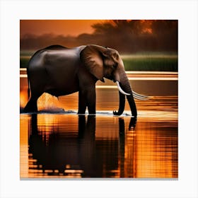 Elephant At Sunset 2 Canvas Print