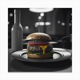 Burger On A Plate 32 Canvas Print