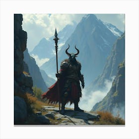 A Fearsome Orc Chieftain In A Rugged Mountain Fortress 1 Canvas Print