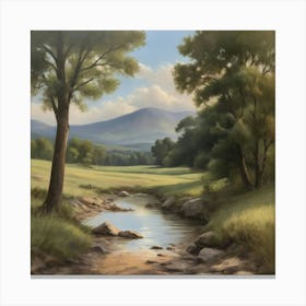 Stream In The Mountains Art Print Paintings 1 Canvas Print